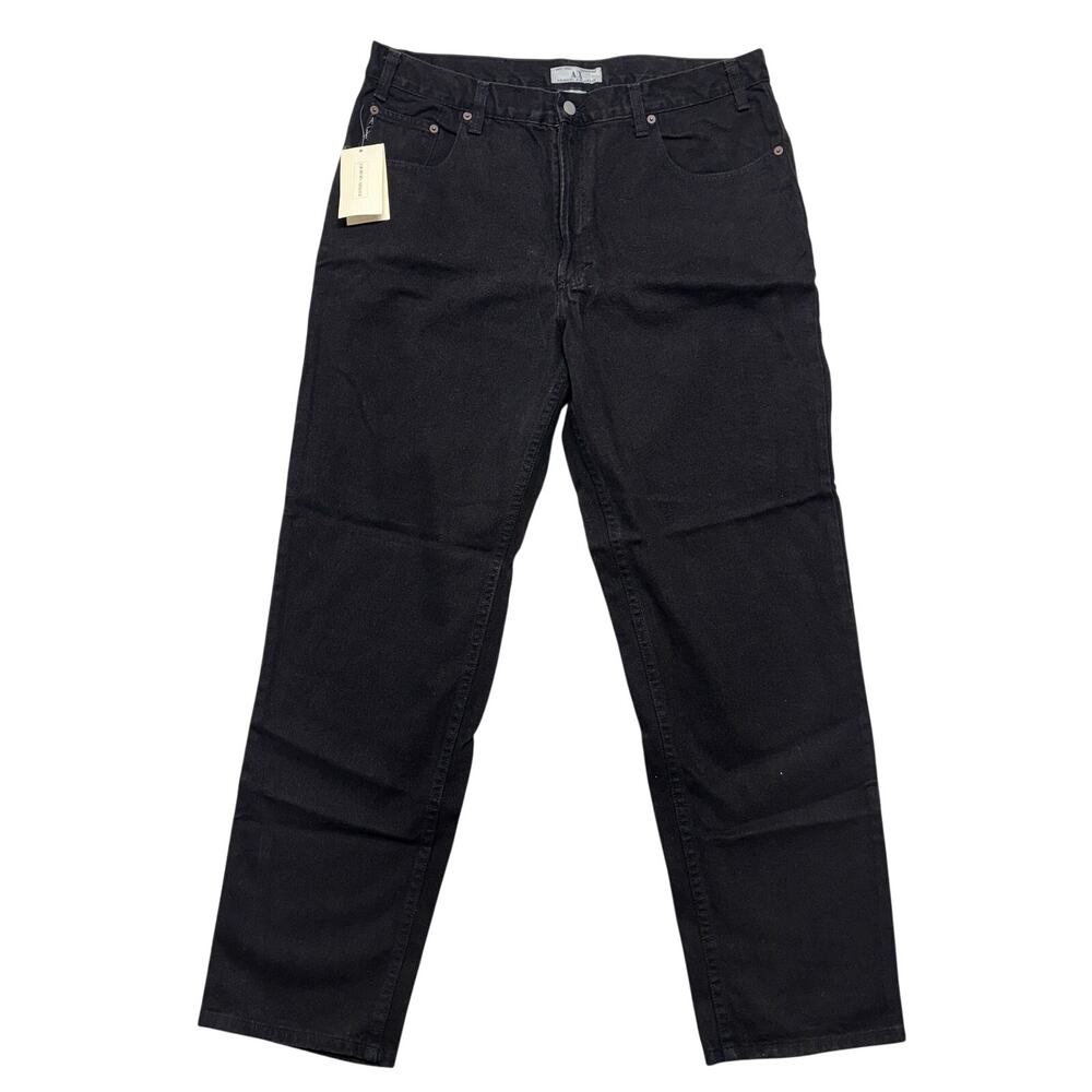 Vintage Deadstock Armani Exchange Black Jeans 38x32 Straight Loose Made USA Y2K